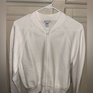 Athleta Advantage Sweater Size M Bright White Full Zip Jacket Womens
